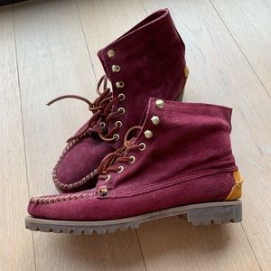 RARE Six Degrees Authentic Sebago Nubuck Suede Bordeaux boot 90s